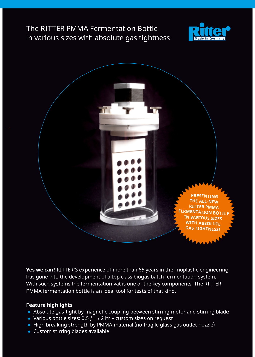 Ritter pmma-fermentation-bottle